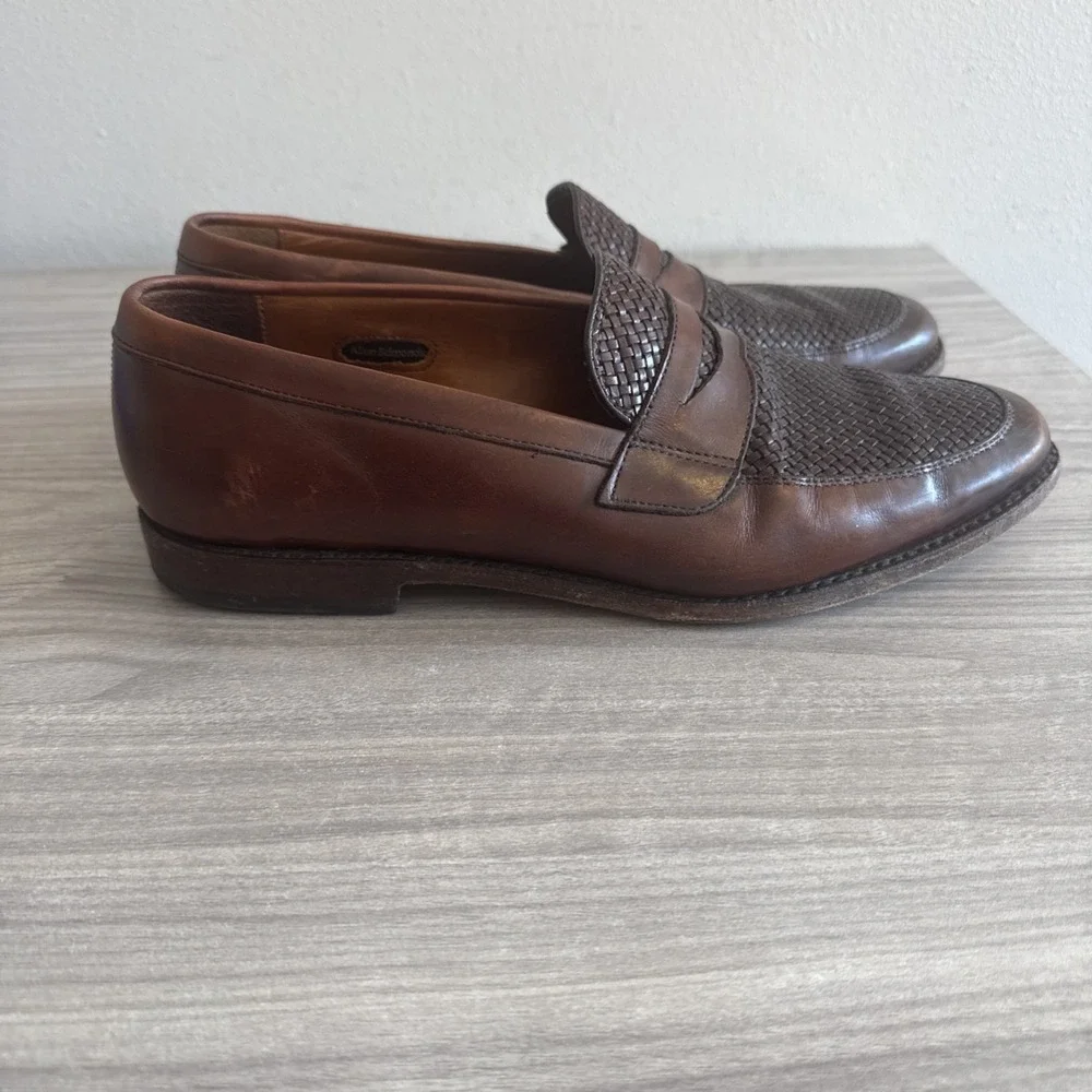 Allen Edmonds Men's Brown Chili Lake Bluff Weave Penny Loafers 10.5 D 1088 Shoes